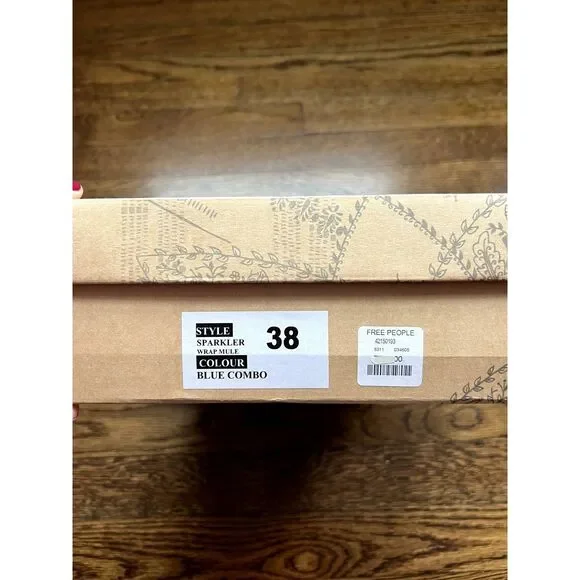 NIB Free People Lucite Block Heel Wrap Suede Heel Mules Blue Women's Size 7.5 - Picture 8 of 13